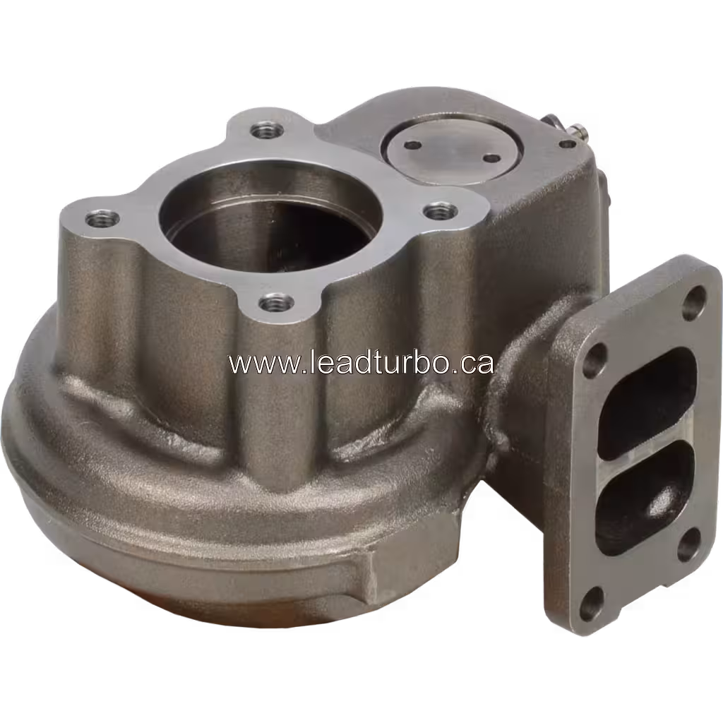 Deutz TCD2013 turbine housing top view showing central opening and cooling fins