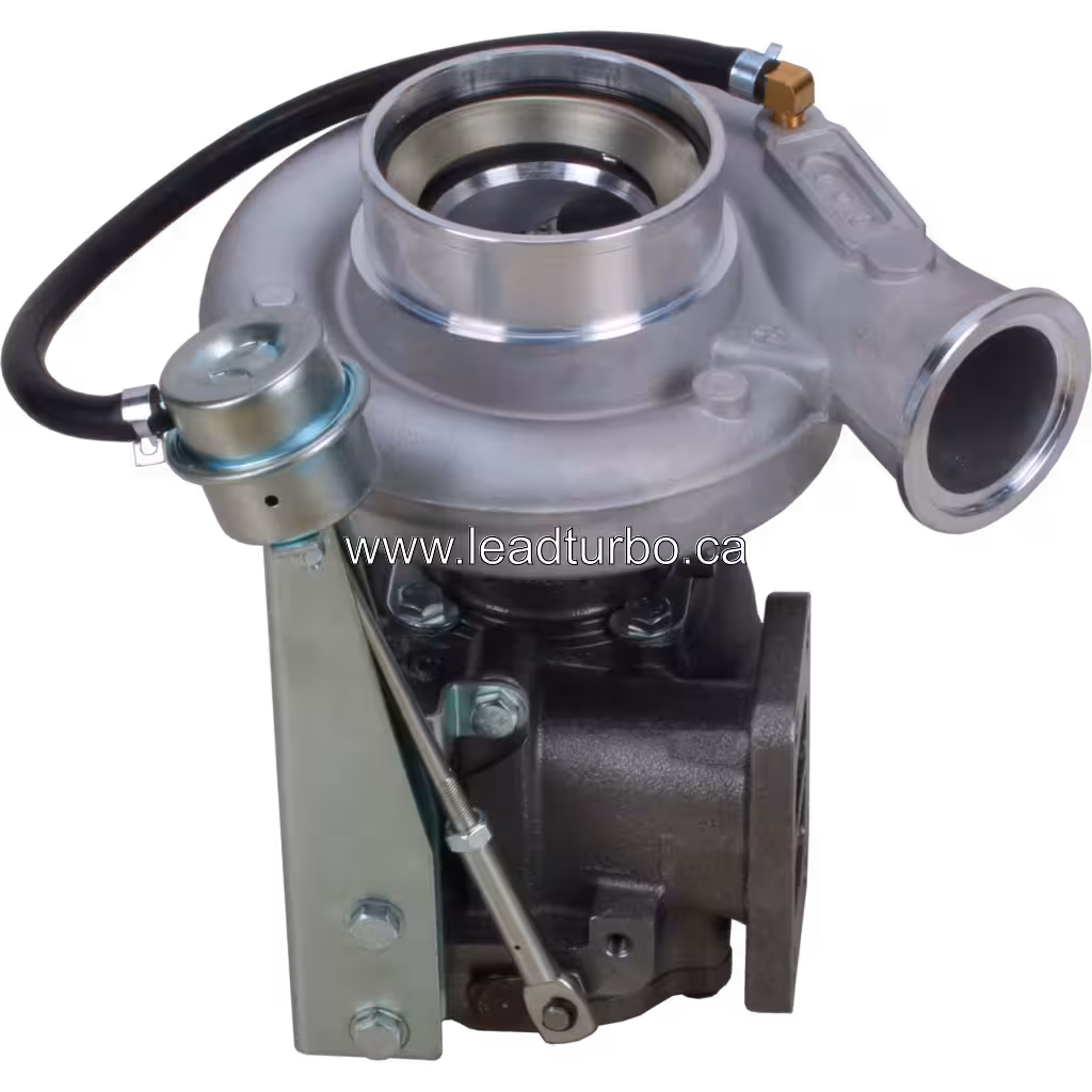 Cummins ISDE6 turbocharger 4043980 showing dark grey turbine housing and flanged inlet