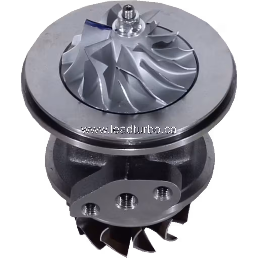 Front view of J96 turbo core showing two-bolt mounting flange and central housing