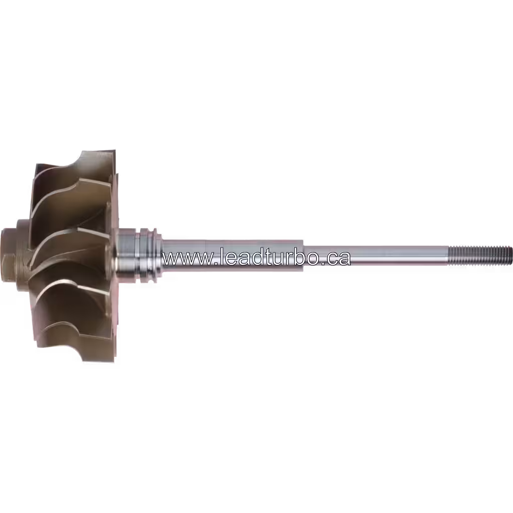 711244-0003 GT3571S turbine wheel side profile with shaft