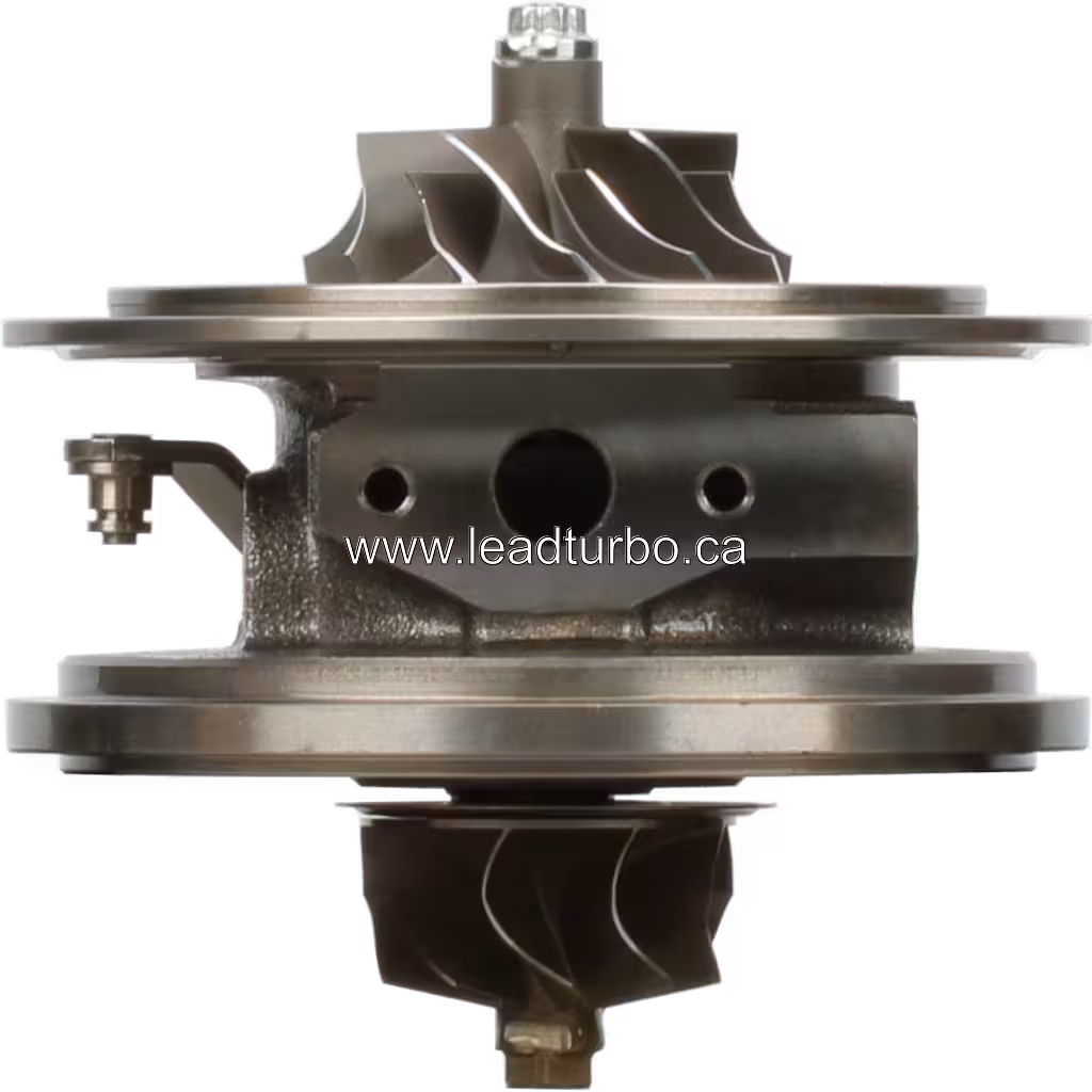 Vue avant du core de turbocompresseur GTB17- FOR 802733-0004 montrant le corps central et les brides