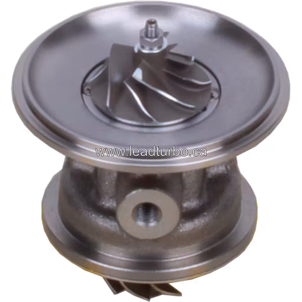 RHB31 turbo core top 45-degree view showing compressor wheel and top flange