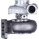 65 09100-7050 TA45 turbocharger front view with twin-scroll turbine housing and silver compressor outlet