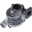 711736-5026 turbocharger bottom view revealing turbine blades and housing
