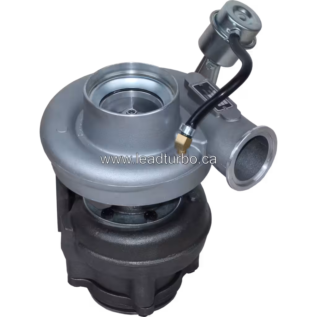 4951032 HX40W turbocharger top view showing integrated actuator and compressor inlet vanes